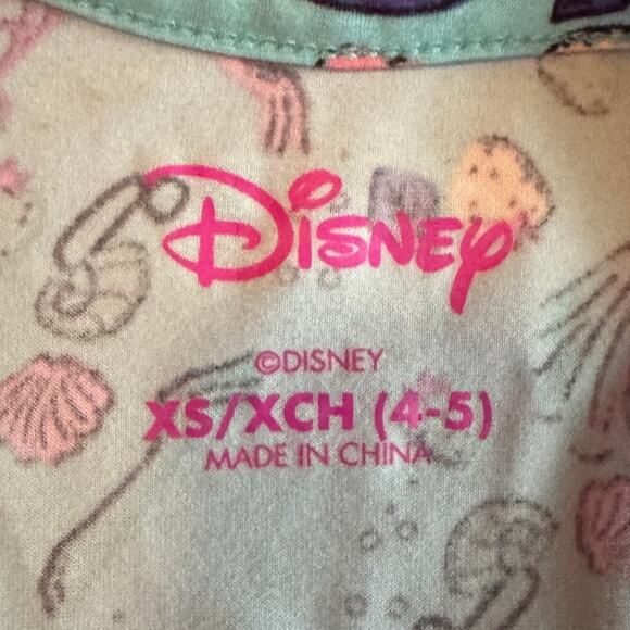 Disney Girls Mermaid Dress XS 4/5 Shell Pattern Sleeveless Ruffle Hem, y2k Retro - Picture 3 of 5